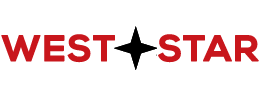 Logo displaying "West Star" in red text with a black and white star graphic in the center.